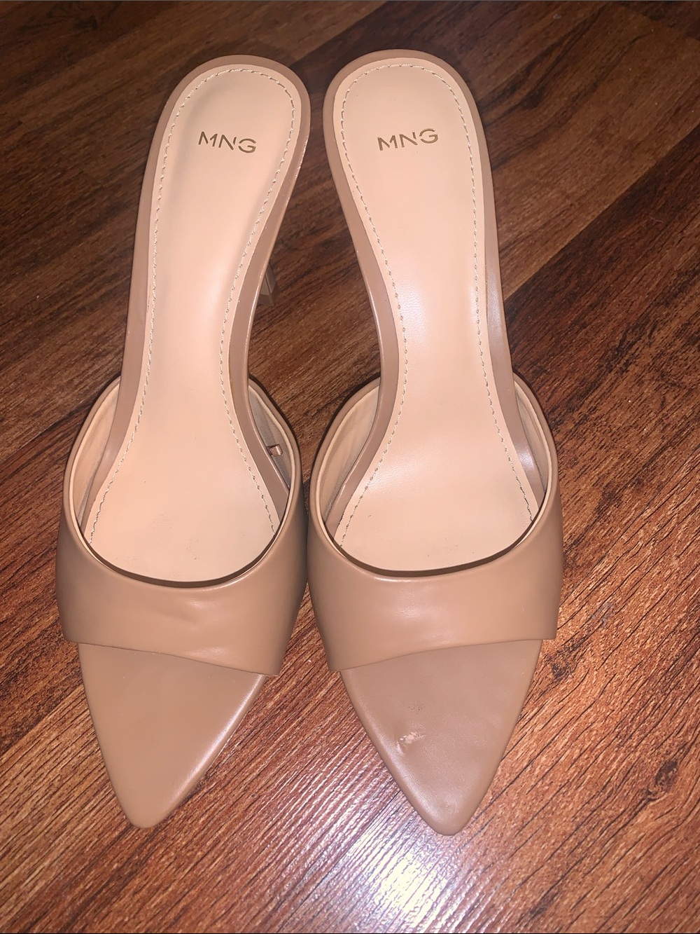 Mango Tan Pointed-Toe Slide Mules